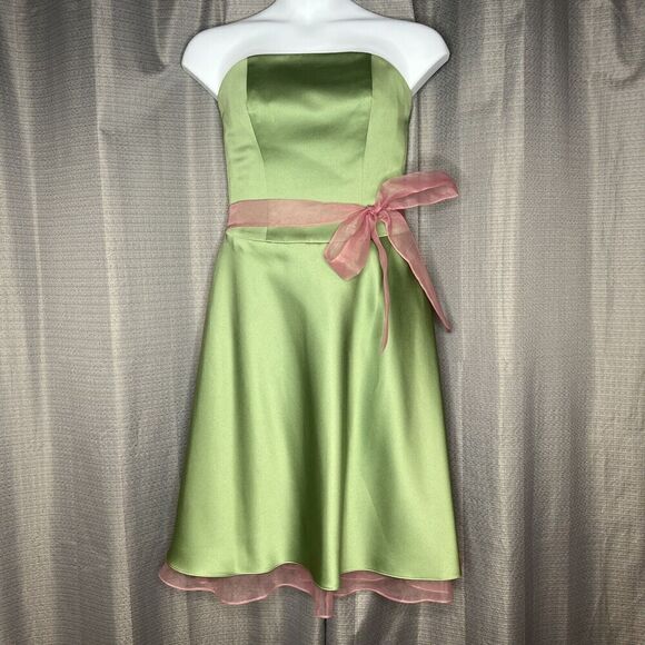 Alfred Angelo Strapless Dress Green & Pink  size 14 - Picture 1 of 11